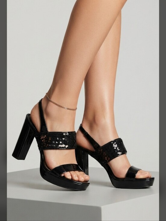 MICHAEL Michael Kors Shoes - Michael Kors Black Sequins Textile leather Strappy Slingback Size 7